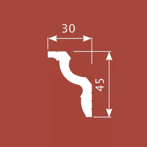 Карниз KX022, 45х30, 2000мм, Экополимер/25 Карниз KX022, 45х30, 2000мм, Экополимер/25