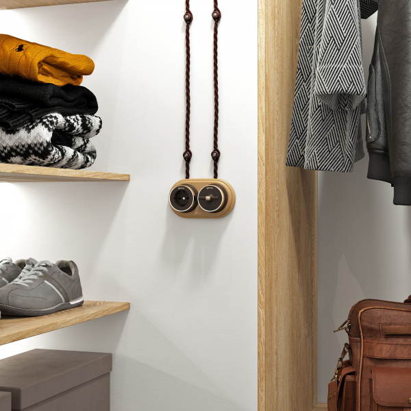 Выключатель на 4 положения двухклавишный Vintage мокко матовый/хром W5822052