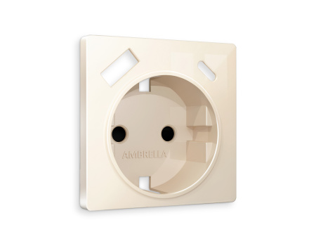 Лицевая панель ALFA (Бежевый глянец) для электрической розетки с заземлением со шторками 2USB A+C QUANT AP3100