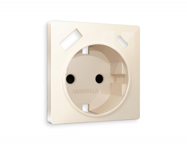 Лицевая панель ALFA (Бежевый глянец) для электрической розетки с заземлением со шторками 2USB A+C QUANT AP3100