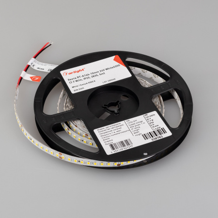 Arlight Лента RT-A144-10mm 24V White6000 (7.7 W/m, IP20, 2835, 5m) (высок.эфф.200 лм/Вт)