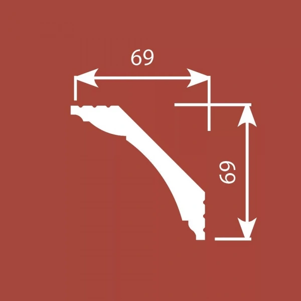 Карниз KX014, 69х69, 2000мм, Экополимер/8 Карниз KX014, 69х69, 2000мм, Экополимер/8
