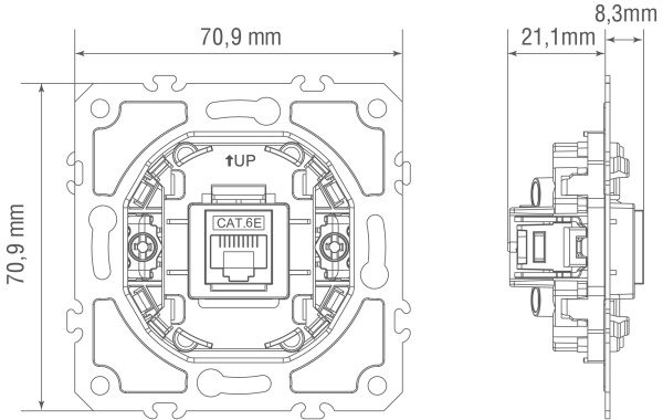 Donel Механизм розетки RJ45 одиночная cat.6/ClassE-8, серия D16, DO16100