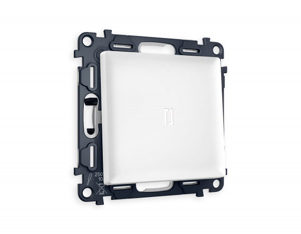 Комплект механизма 1-клавишного проходного выключателя с подсветкой 5600K ALFA MA122035 Белый матовый QUANT