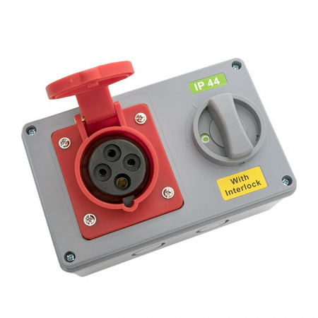 EKF Розетка с блокировкой и выключателем 1414 3Р+РЕ 16А 380В IP44