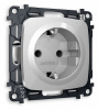 Комплект механизма электрической розетки OMEGA MO407010 Серебро глянец с заземлением и шторками 2P+E 16A-250V QUANT