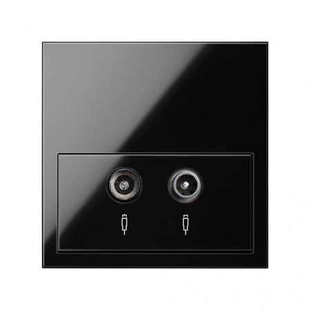 Simon 100 Черный глянец Накладка розетки R-TV+SAT