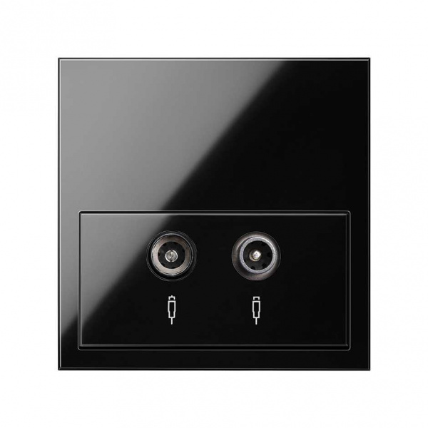 Simon 100 Черный глянец Накладка розетки R-TV+SAT