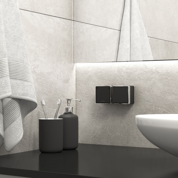 Выключатель одноклавишный влагозащищенный Gallant черный/хром W5010235