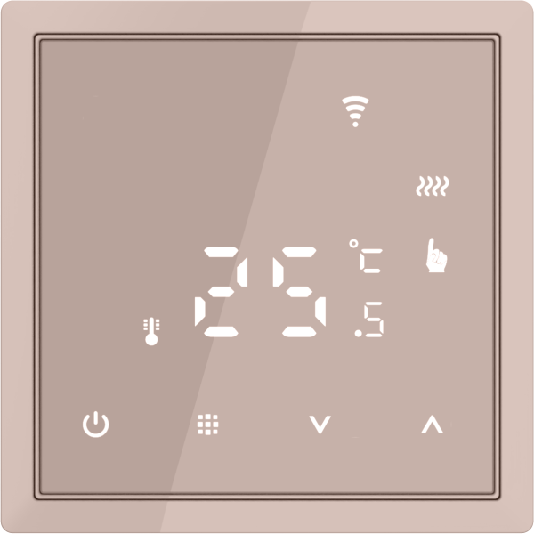 Donel Термостат с датчиком пола с Wi-Fi, программируемый через приложение , 16 A, 70*70 мм. стекло кашемир, серия DTEF