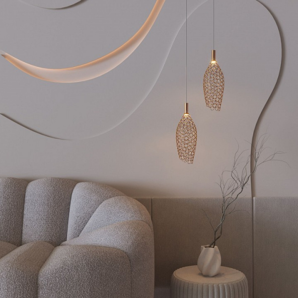 Подвесной светодиодный светильник с металлическим плафоном 90380/1 золото Eurosvet Ruche