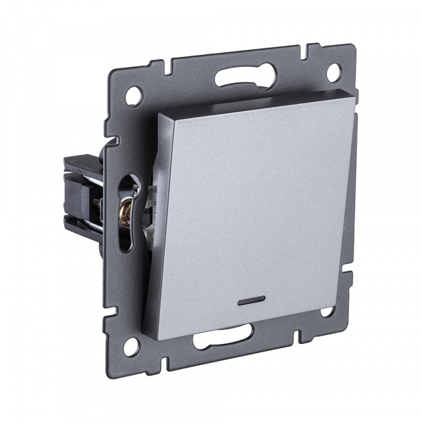 Выключатель 1-клавишный 10А/250В с LED подсветкой, серый Kollinger REA-S-002GY для Aspekt, Eleganz, Reflex