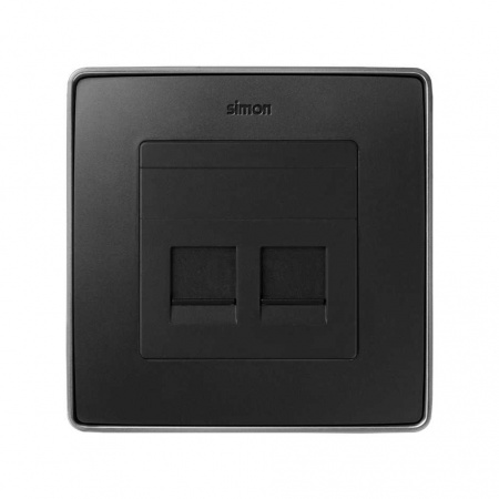 Simon 75 Мех Графит Адаптер на 2 RJ-45 75540-, 75541-, 75528-, 75544-39 АМР
