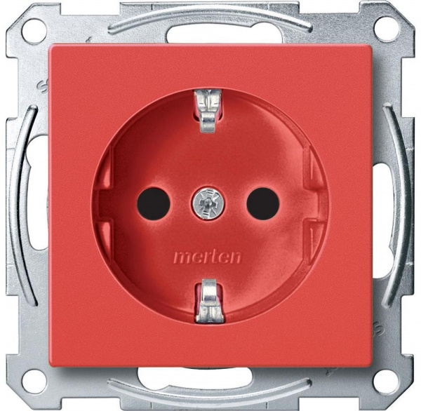 SE Merten SM Рубин Розетка с/з с защитными шторками, безвинт. зажим