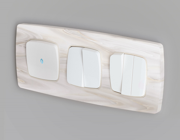 Лицевая панель OMEGA (Белый матовый) для 1-кл  выключателей с подсветкой QUANT OP1220