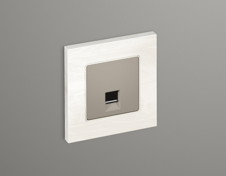 Лицевая панель ALFA (Серо-бежевый матовый) для компьютерной/телефонной розетки RJ-45/RJ-11 QUANT AP3720