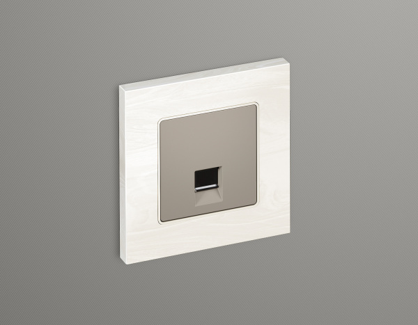 Лицевая панель ALFA (Серо-бежевый матовый) для компьютерной/телефонной розетки RJ-45/RJ-11 QUANT AP3720