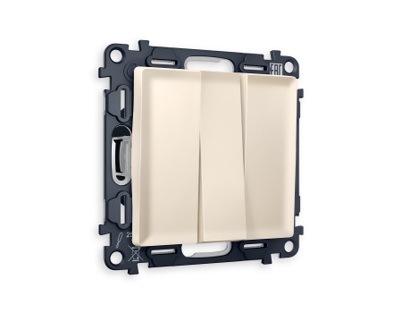 Комплект механизма 3-клавишного выключателя ALFA MA325010 Бежевый матовый QUANT