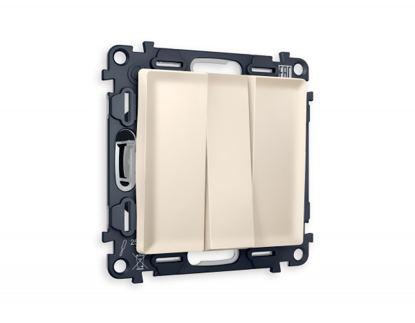 Комплект механизма 3-клавишного выключателя ALFA MA325010 Бежевый матовый QUANT