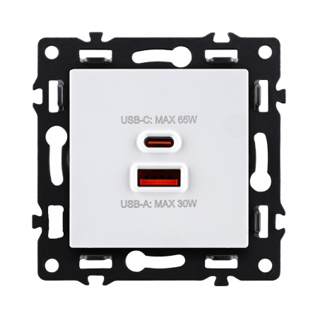 Розетка USB A+C 65W, белый Kollinger Asthetik AS-024WH