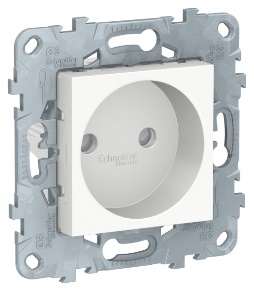 SE Unica New Бел Розетка б/з со шторками, винт. зажим, 16А, 250В