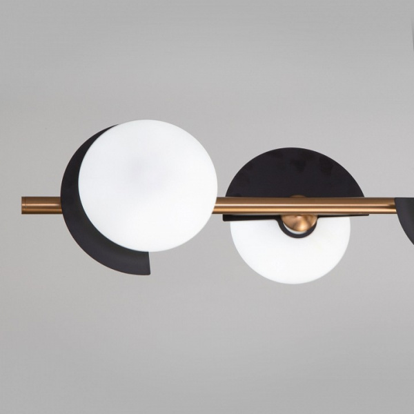 Умный подвесной светильник со стеклянными плафонами 70149/6 черный/латунь Eurosvet Moity