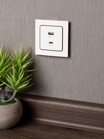 EKF PROxima Стокгольм Белый Розетка с 2 USB type A+C