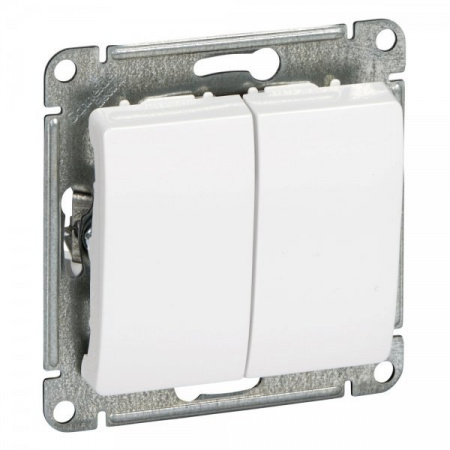 SE Glossa Бел Выключатель 2-клавишный, сх.5, 10АХ