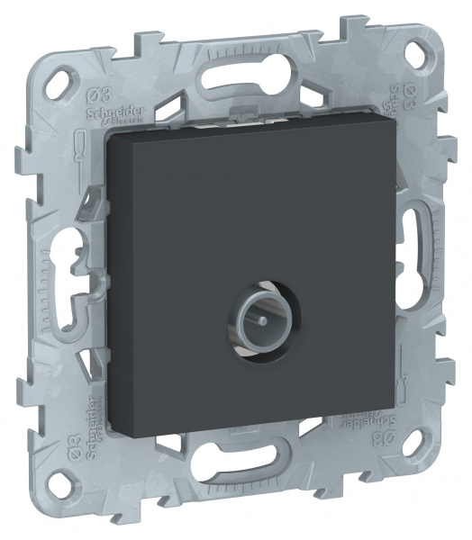 SE Unica New Антрацит Розетка TV, проходная