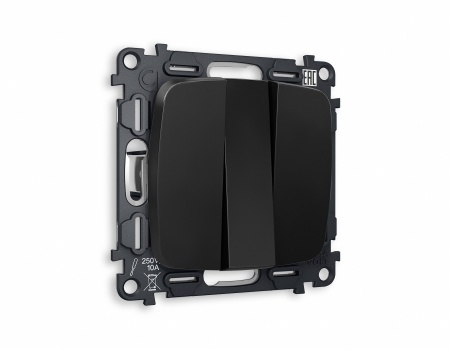 Комплект механизма 3-клавишного выключателя OMEGA MO805010 Черный матовый QUANT