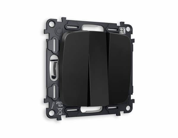 Комплект механизма 3-клавишного выключателя OMEGA MO805010 Черный матовый QUANT