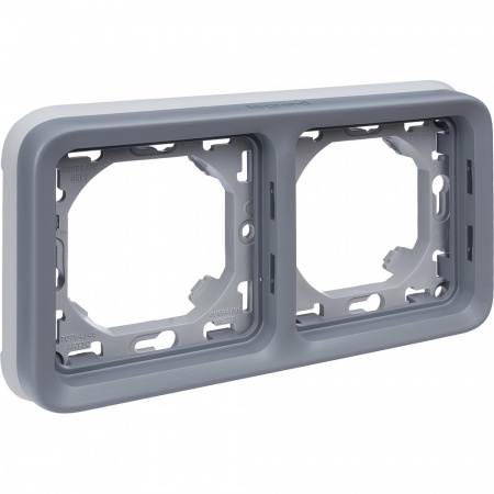 Legrand Plexo Серая Рамка 2-ая горизонтальная с суппортом, для внутреннего монтажа IP55