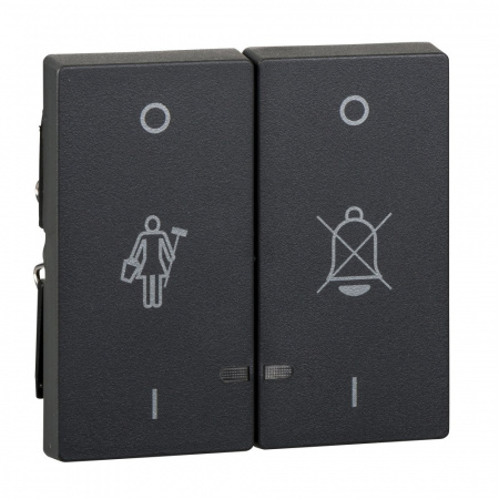 SE Merten SM Антрацит Две Клавиши "перечеркнутый звонок", "горничная" с окошком для свет. индикации