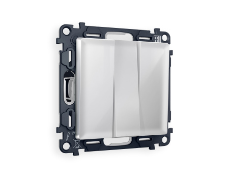 Комплект механизма 3-клавишного выключателя ALFA MA405010 Серебро глянец QUANT