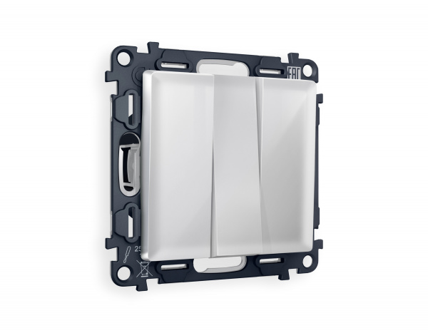 Комплект механизма 3-клавишного выключателя ALFA MA405010 Серебро глянец QUANT