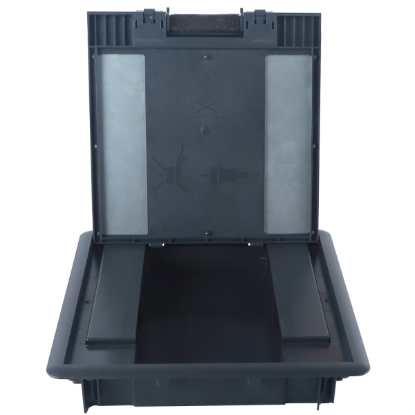 Donel Лючок в пол 16 мод. (8 мод. 45х45 мм.) верт. установка, глубина 50мм, крышка ABS + гальванизированная стальная вставка