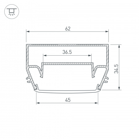Arlight Профиль STRETCH-S-50-CEIL-CENTER-2000 (GAMMA50) (Алюминий)