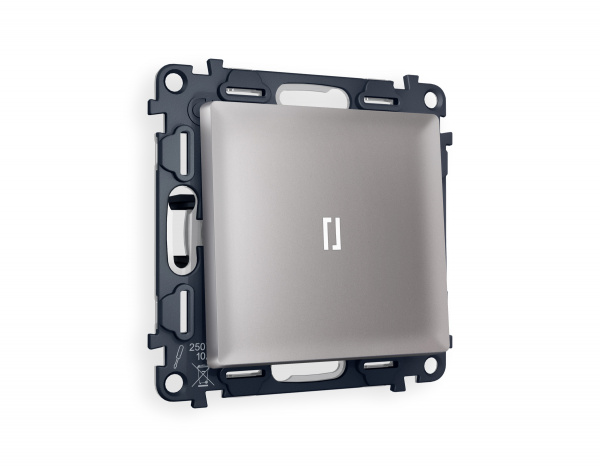 Комплект механизма 1-клавишного проходного выключателя с подсветкой 5600K ALFA MA502035 Сталь матовый QUANT