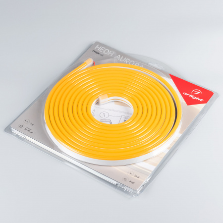 Arlight Лента герметичная AURORA-PS-A120-16x8mm 24V Amber (10 W/m, IP65, 2835, 5m) (-)