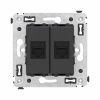 DKC Avanti Компьютерная розетка RJ-45 без шторки в стену, кат.6 двойная, Черный матовый
