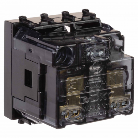 DKC Avanti Черный квадрат Розетка 2P+E со шторками 2 модуля