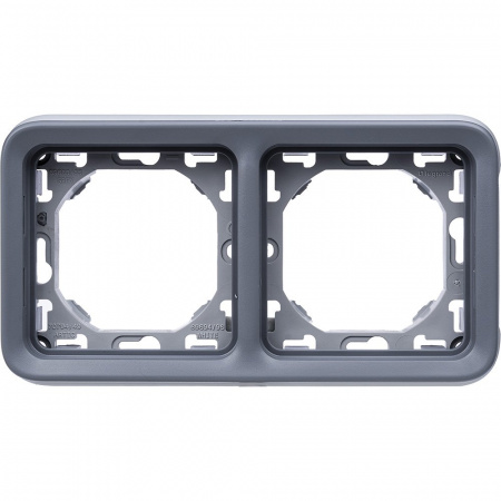 Legrand Plexo Серая Рамка 2-ая горизонтальная с суппортом, для внутреннего монтажа IP55