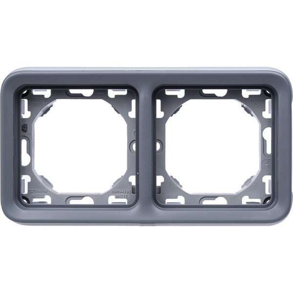 Legrand Plexo Серая Рамка 2-ая горизонтальная с суппортом, для внутреннего монтажа IP55