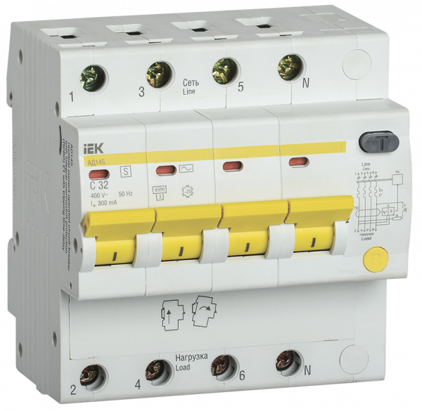 IEK KARAT Дифференциальный автоматический выключатель АД14S 4Р 40А 100мА