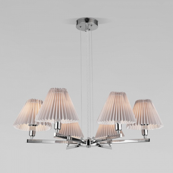Подвесная люстра с абажурами 60136/6 хром/серый Eurosvet Peony