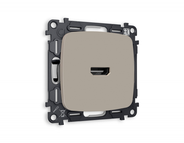 Комплект механизма розетки HDMI 2.0 OMEGA MO374010 Серо-бежевый матовый 40V/500MO 2.0GHz 5-18Gbit/s QUANT