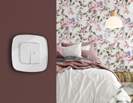 Лицевая панель OMEGA (Белый глянец) для 2-клавишных выключателей с подсветкой QUANT OP1040