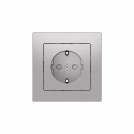 Systeme Electric AtlasDesign Алюминий Розетка с заземлением со шторками, 16А, в сборе, быстрозажим. клем.