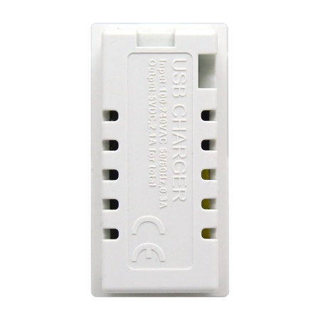 Donel USB зарядное устройство, 2.1A, Type A + C, 1 мод., бел. матовая (22.5х45мм), DUSB2100WCFM