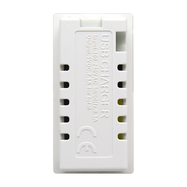 Donel USB зарядное устройство, 2.1A, Type A + C, 1 мод., бел. матовая (22.5х45мм), DUSB2100WCFM